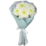 Букет из 5 белых игольчатых хризантем